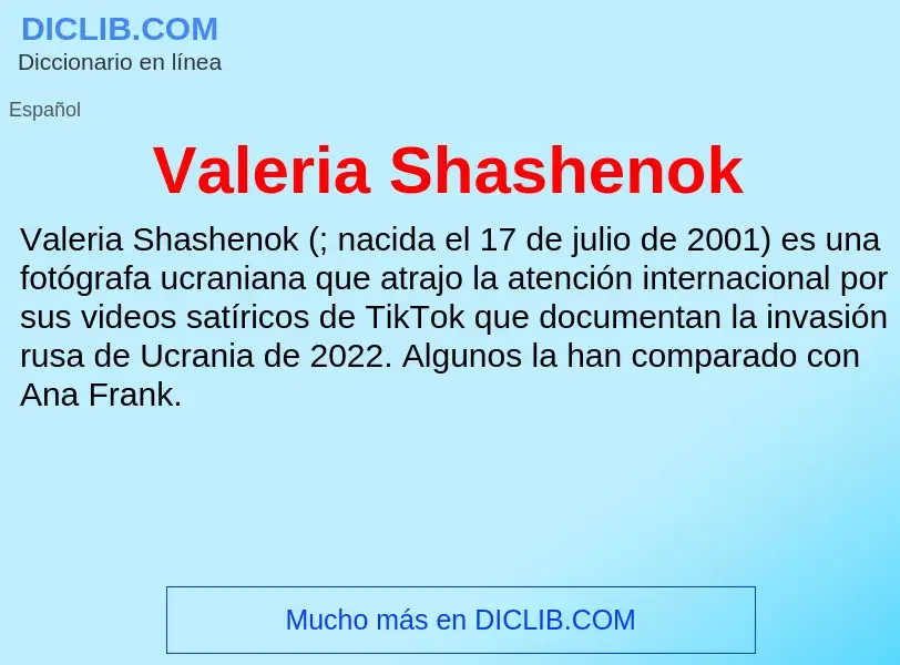 What is Valeria Shashenok - meaning and definition