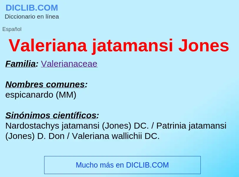 What is Valeriana jatamansi Jones - meaning and definition