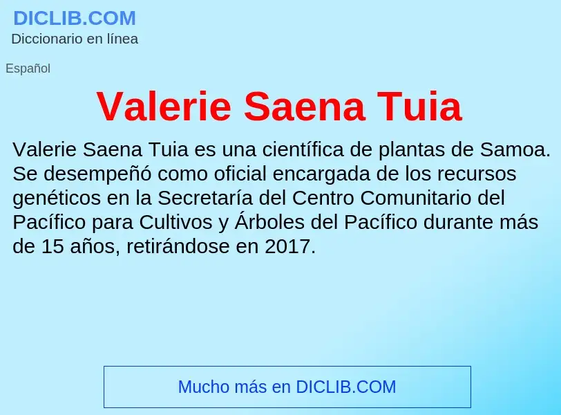 What is Valerie Saena Tuia - meaning and definition