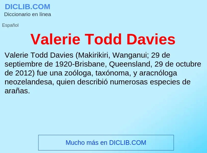 What is Valerie Todd Davies - meaning and definition