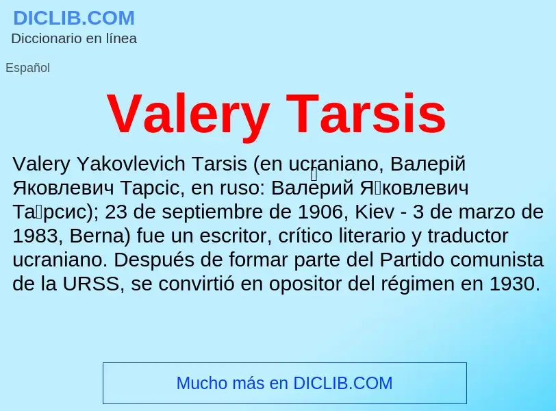 What is Valery Tarsis - meaning and definition