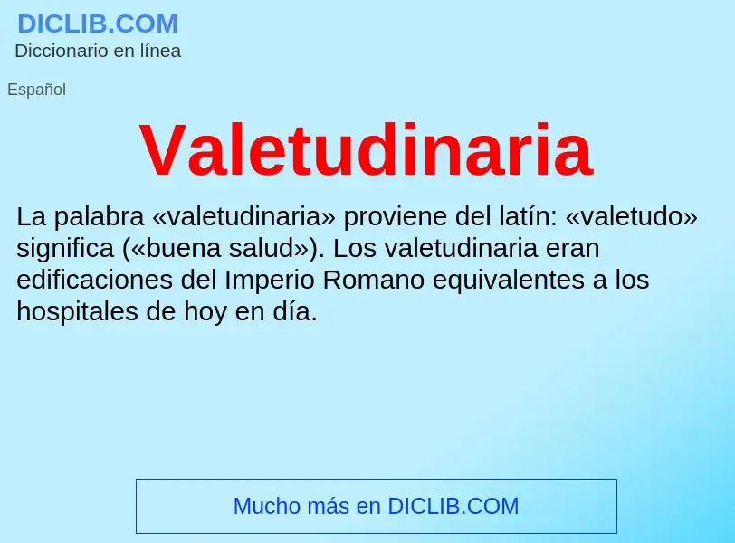 What is Valetudinaria - meaning and definition