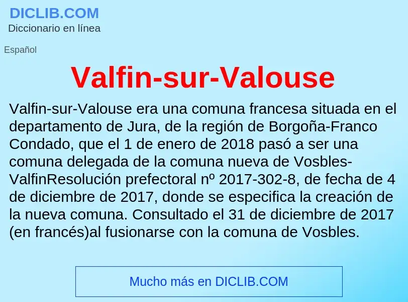 What is Valfin-sur-Valouse - meaning and definition