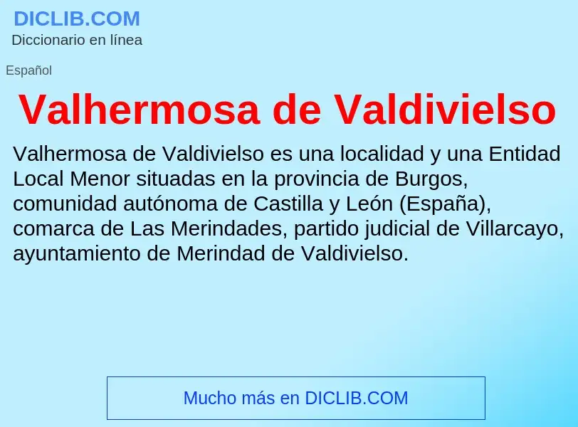 What is Valhermosa de Valdivielso - meaning and definition