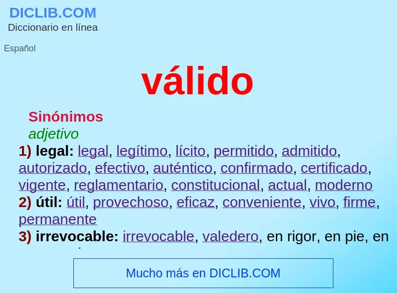 What is válido - definition