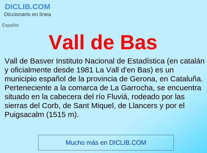 What is Vall de Bas - meaning and definition