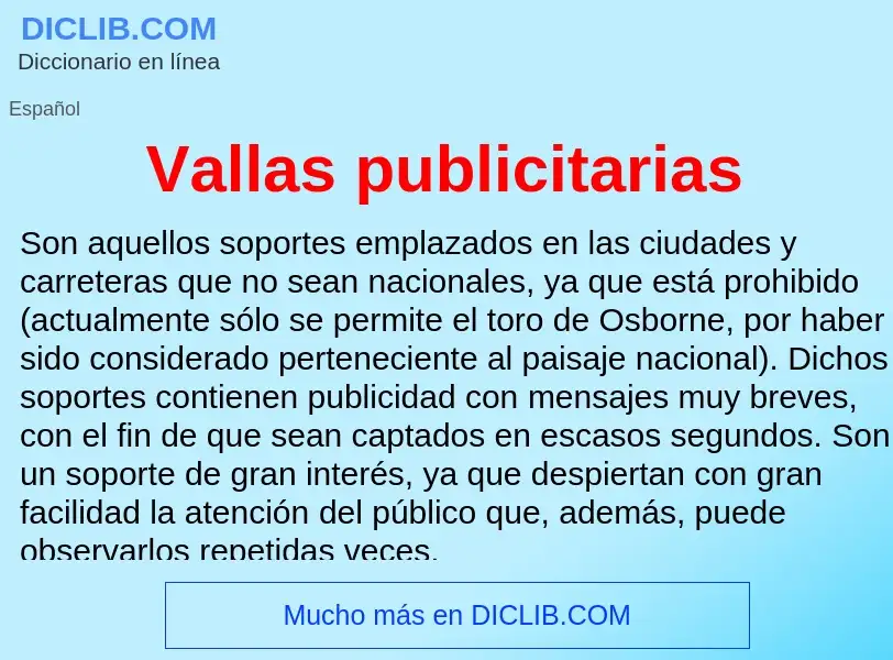 What is Vallas publicitarias - meaning and definition