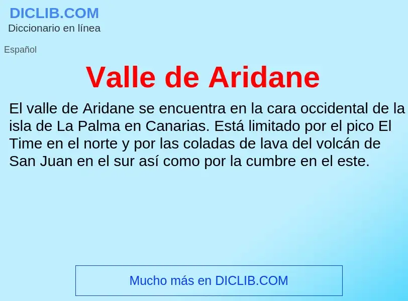 What is Valle de Aridane - meaning and definition