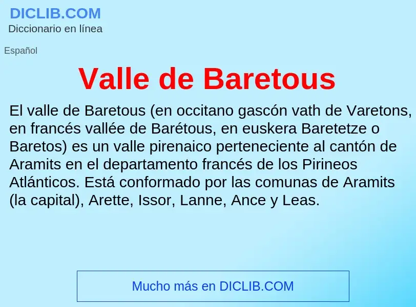 What is Valle de Baretous - meaning and definition