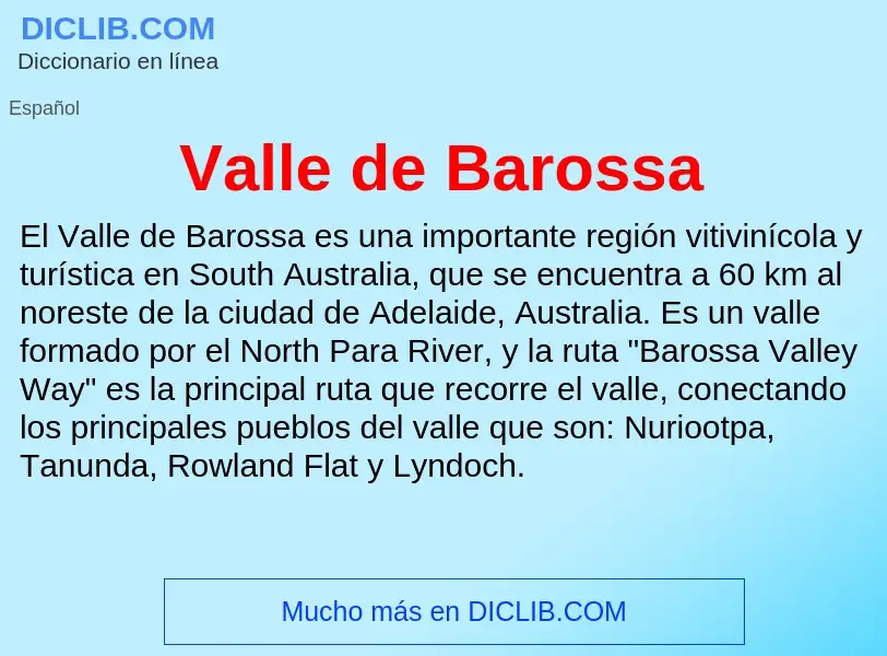 What is Valle de Barossa - meaning and definition