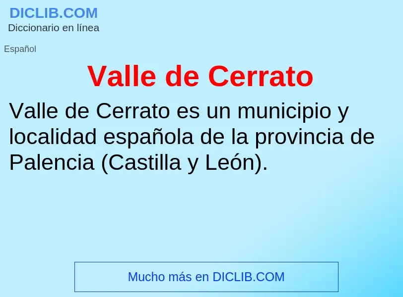 What is Valle de Cerrato - meaning and definition