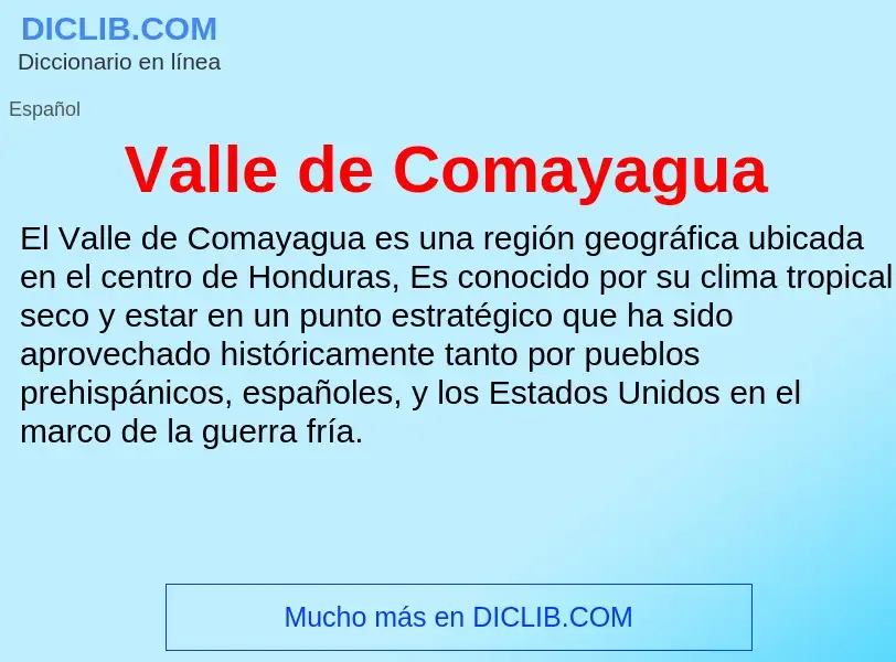 What is Valle de Comayagua - meaning and definition