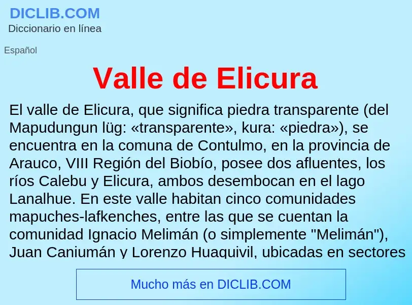 What is Valle de Elicura - meaning and definition