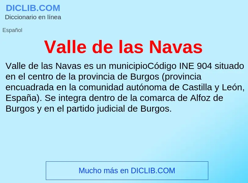 What is Valle de las Navas - meaning and definition