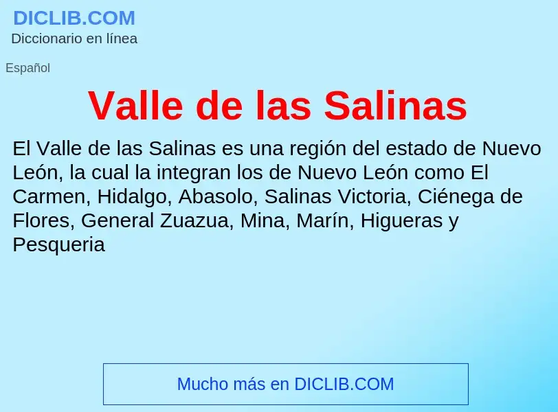 What is Valle de las Salinas - meaning and definition