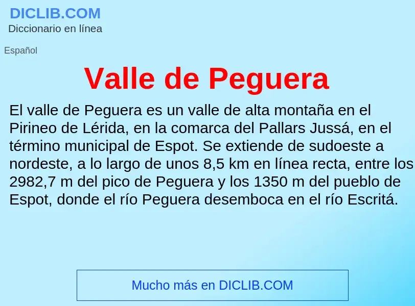 What is Valle de Peguera - meaning and definition