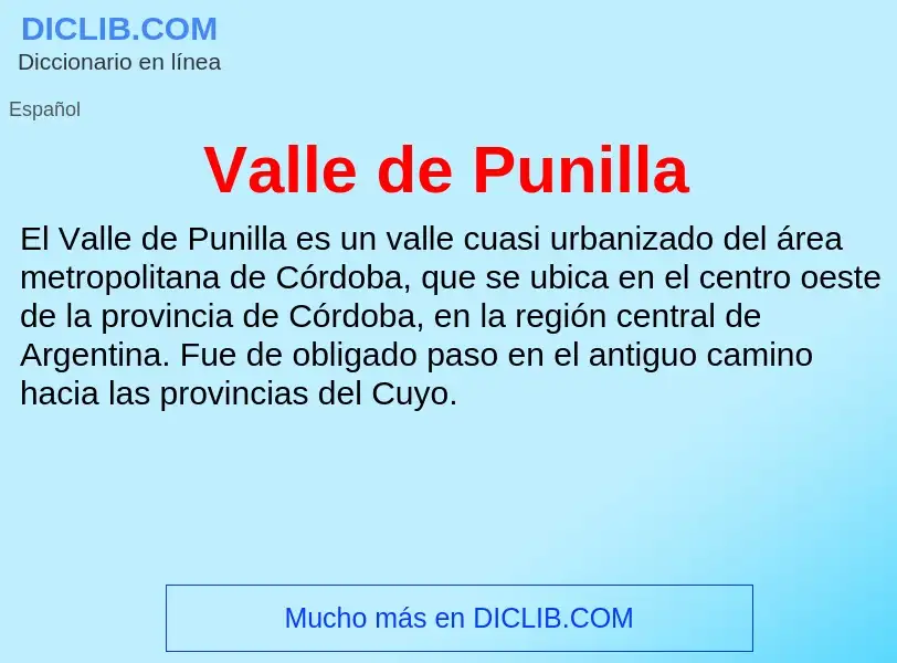 ¿Qué es Valle de Punilla? - significado y definición