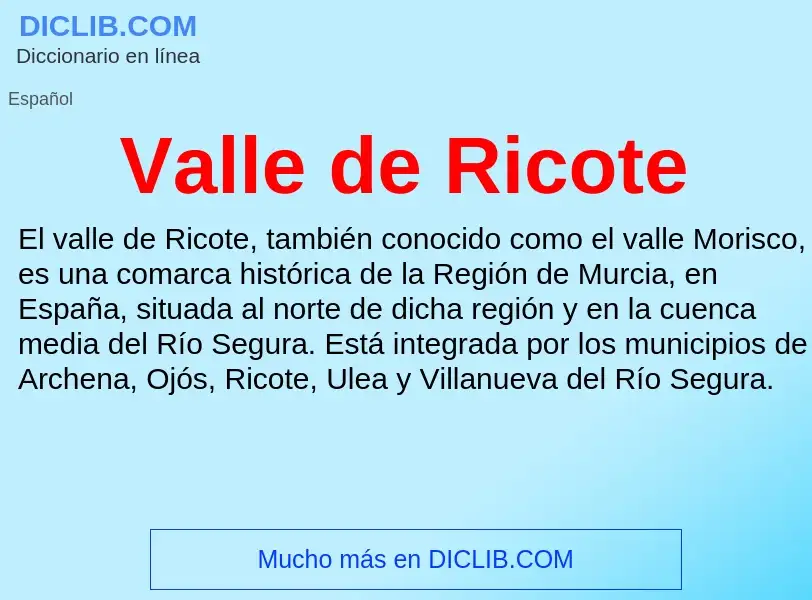 What is Valle de Ricote - meaning and definition