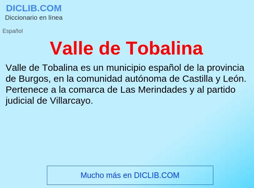 What is Valle de Tobalina - meaning and definition