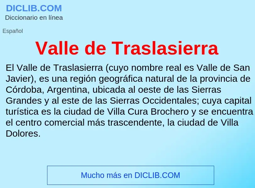 What is Valle de Traslasierra - meaning and definition