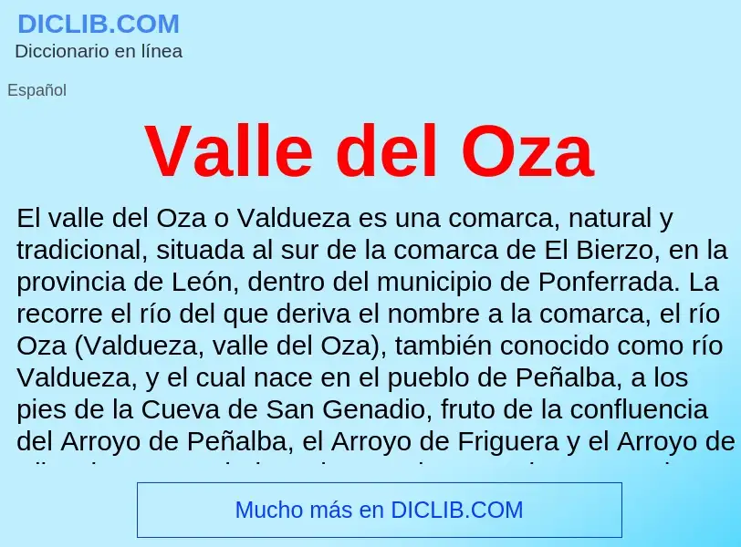 What is Valle del Oza - meaning and definition