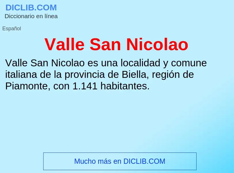 What is Valle San Nicolao - meaning and definition