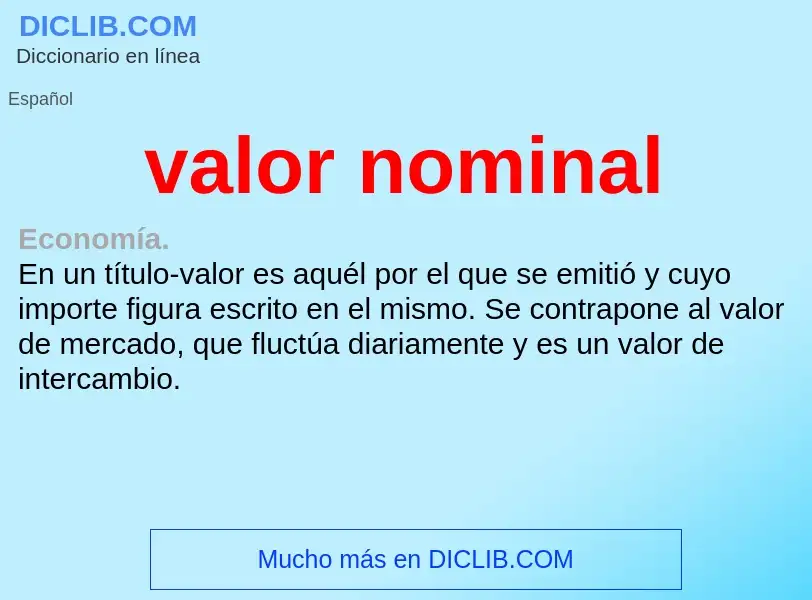 What is valor nominal - meaning and definition