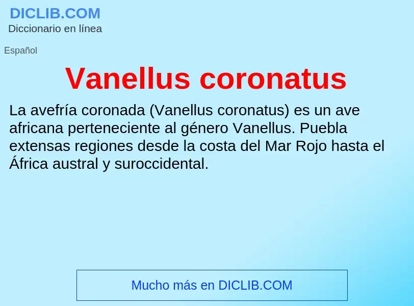 O que é Vanellus coronatus - definição, significado, conceito