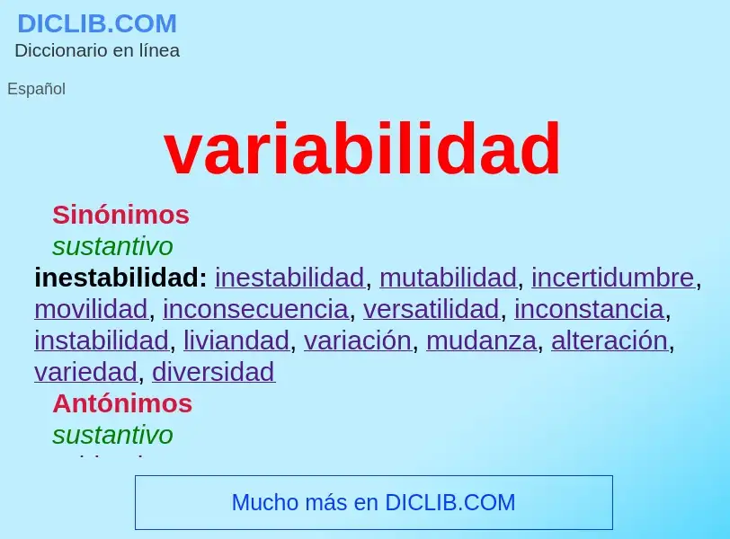 What is variabilidad - meaning and definition