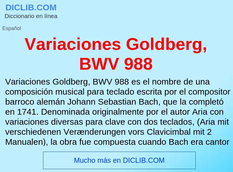 Τι είναι Variaciones Goldberg, BWV 988 - ορισμός