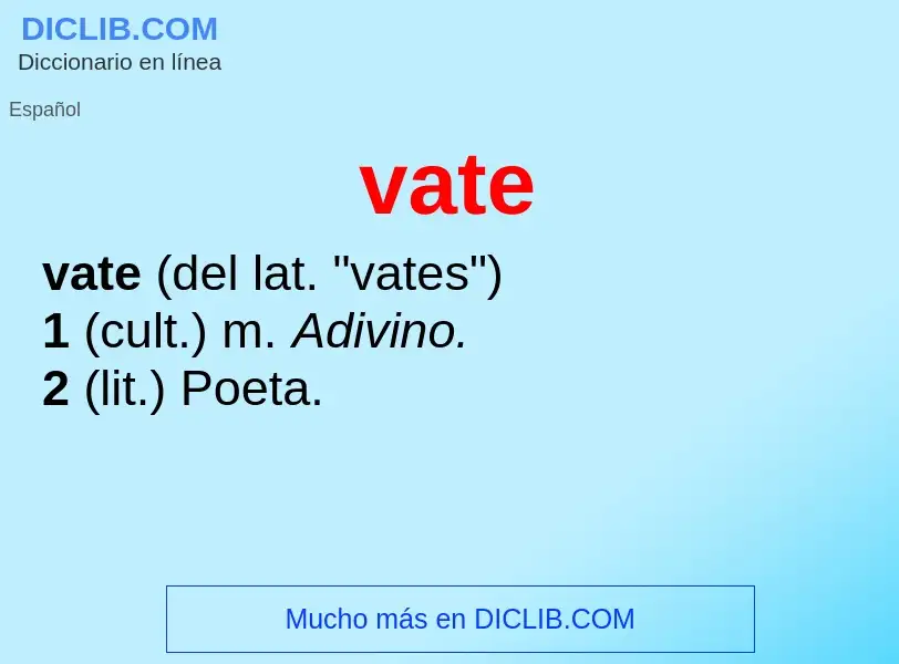 ¿Qué es vate? - significado y definición