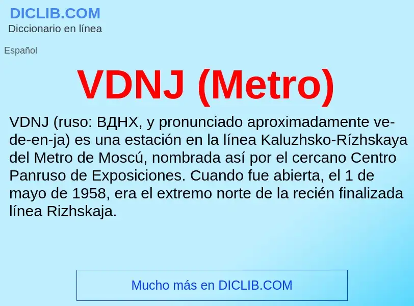 Wat is VDNJ (Metro) - definition