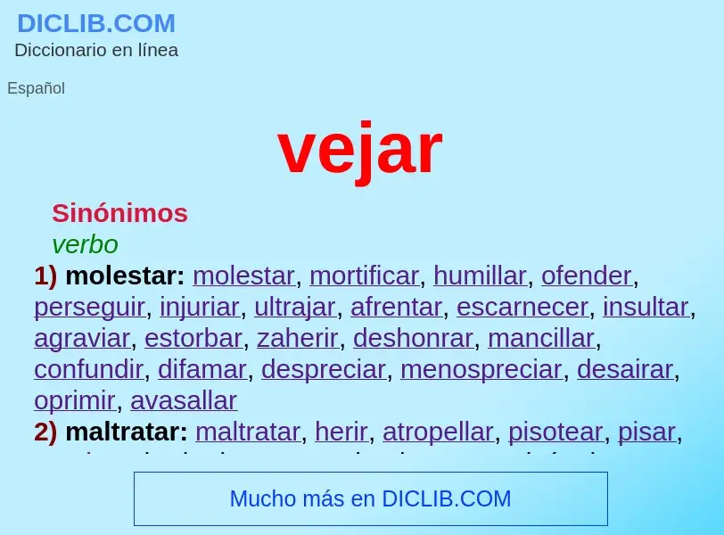 What is vejar - meaning and definition