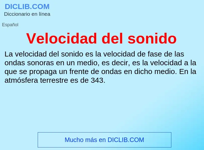 ¿Qué es Velocidad del sonido? - significado y definición