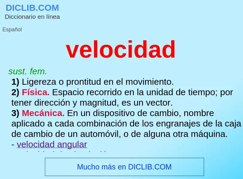 Che cos'è velocidad - definizione