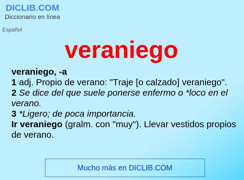 What is veraniego - meaning and definition