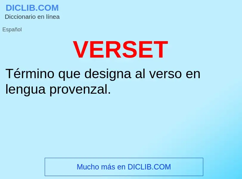 ¿Qué es VERSET? - significado y definición