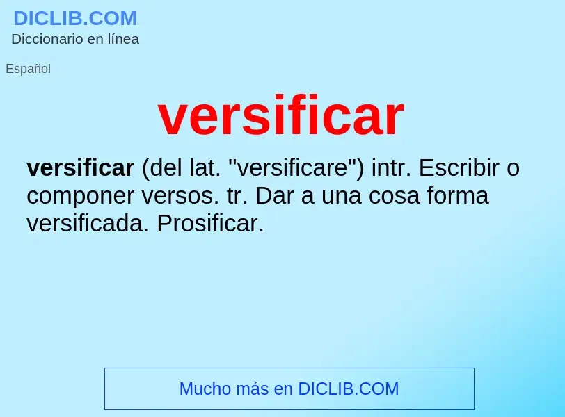 What is versificar - meaning and definition