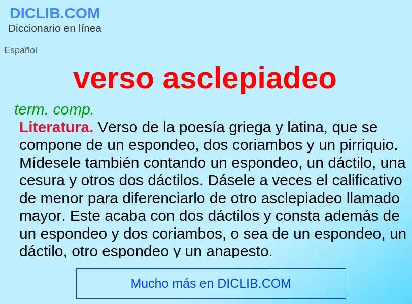 What is verso asclepiadeo - meaning and definition