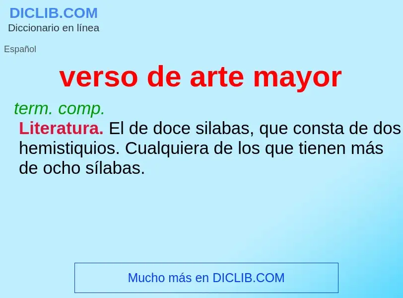 What is verso de arte mayor - definition