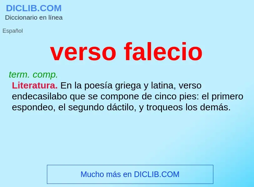 O que é verso falecio - definição, significado, conceito