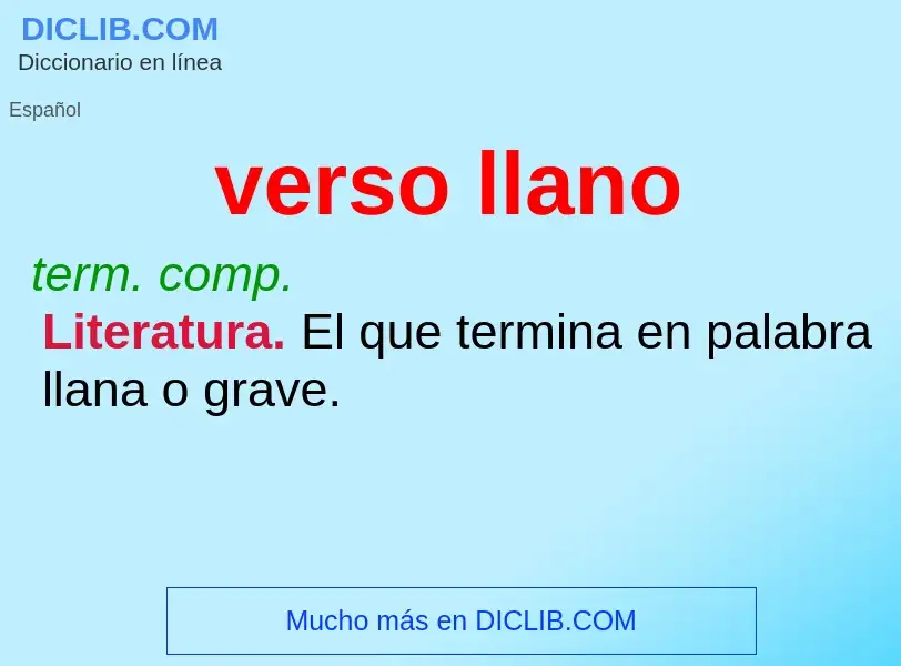 What is verso llano - meaning and definition