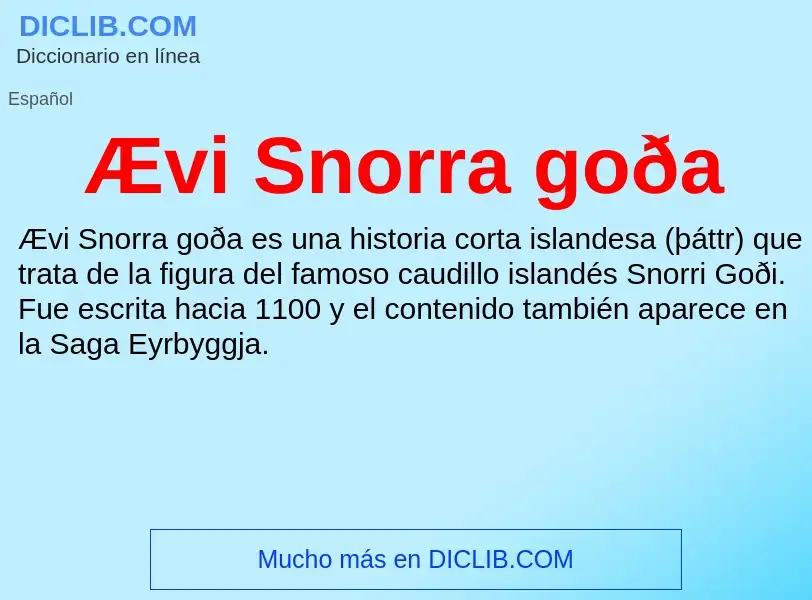 O que é Ævi Snorra goða - definição, significado, conceito