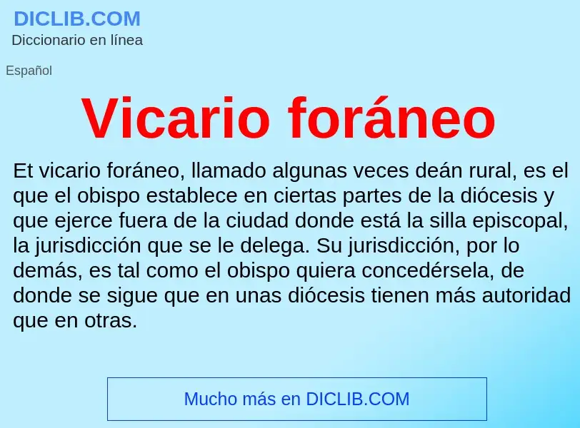 What is Vicario foráneo - meaning and definition