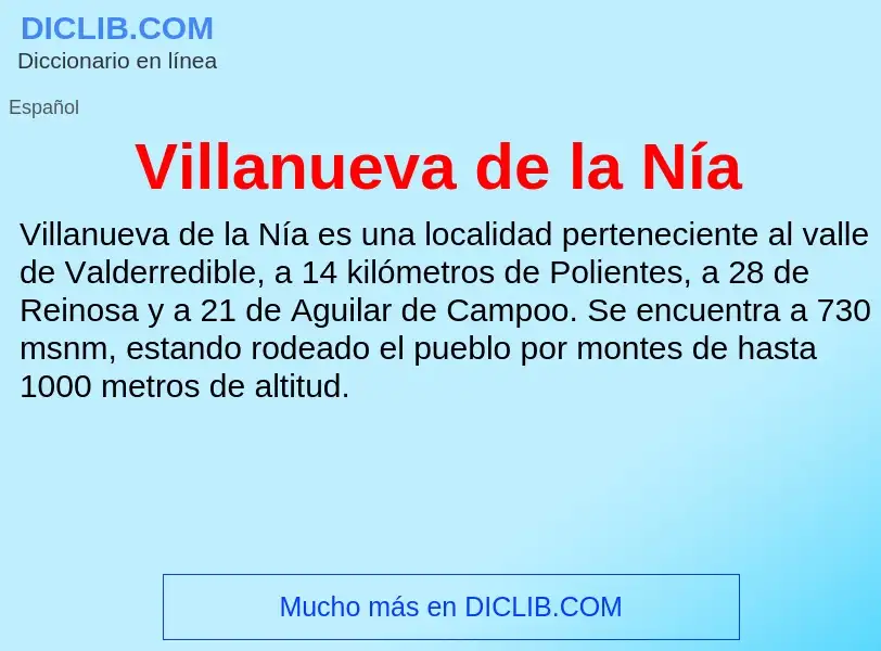 ¿Qué es Villanueva de la Nía? - significado y definición