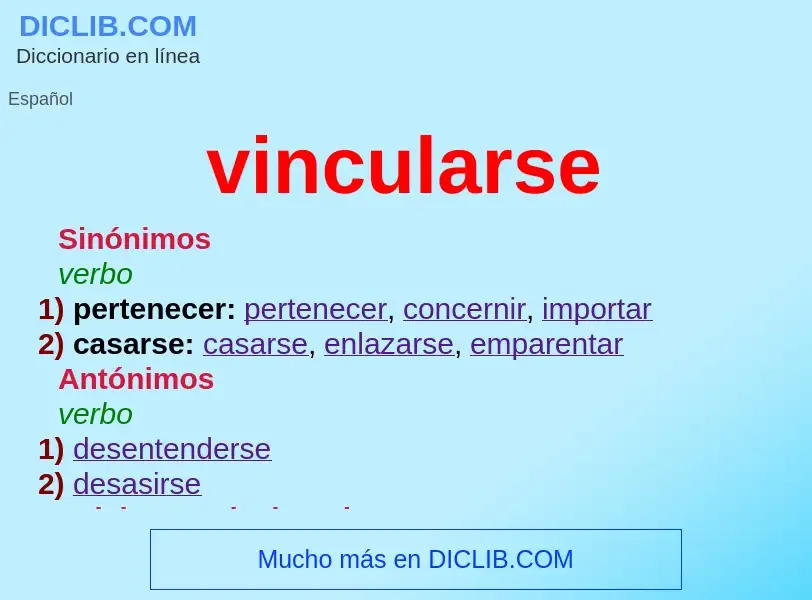 What is vincularse - meaning and definition