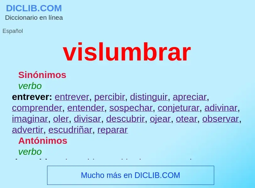 What is vislumbrar - definition