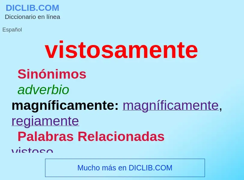 What is vistosamente - meaning and definition