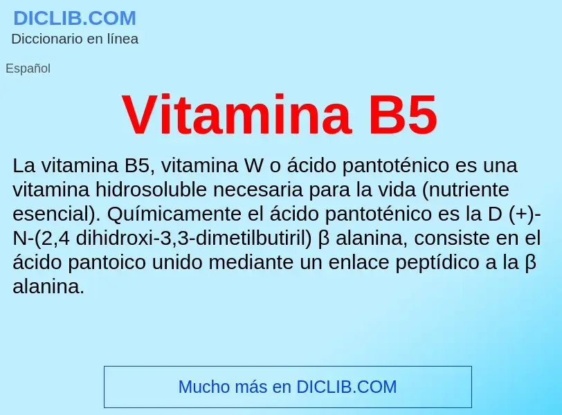 ¿Qué es Vitamina B5? - significado y definición