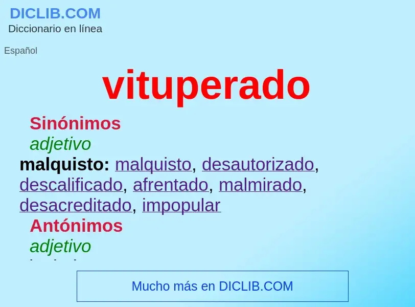 ¿Qué es vituperado? - significado y definición